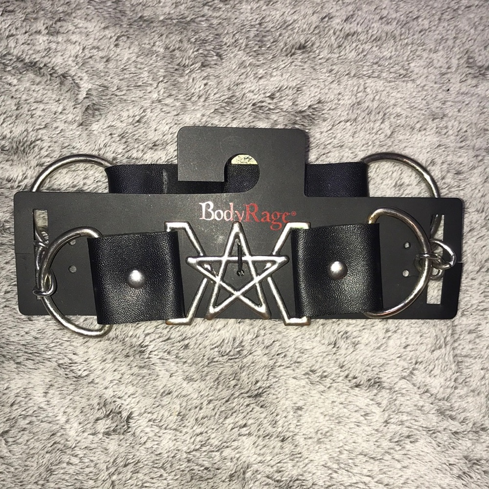 Black Faux Leather Pentagram Belt